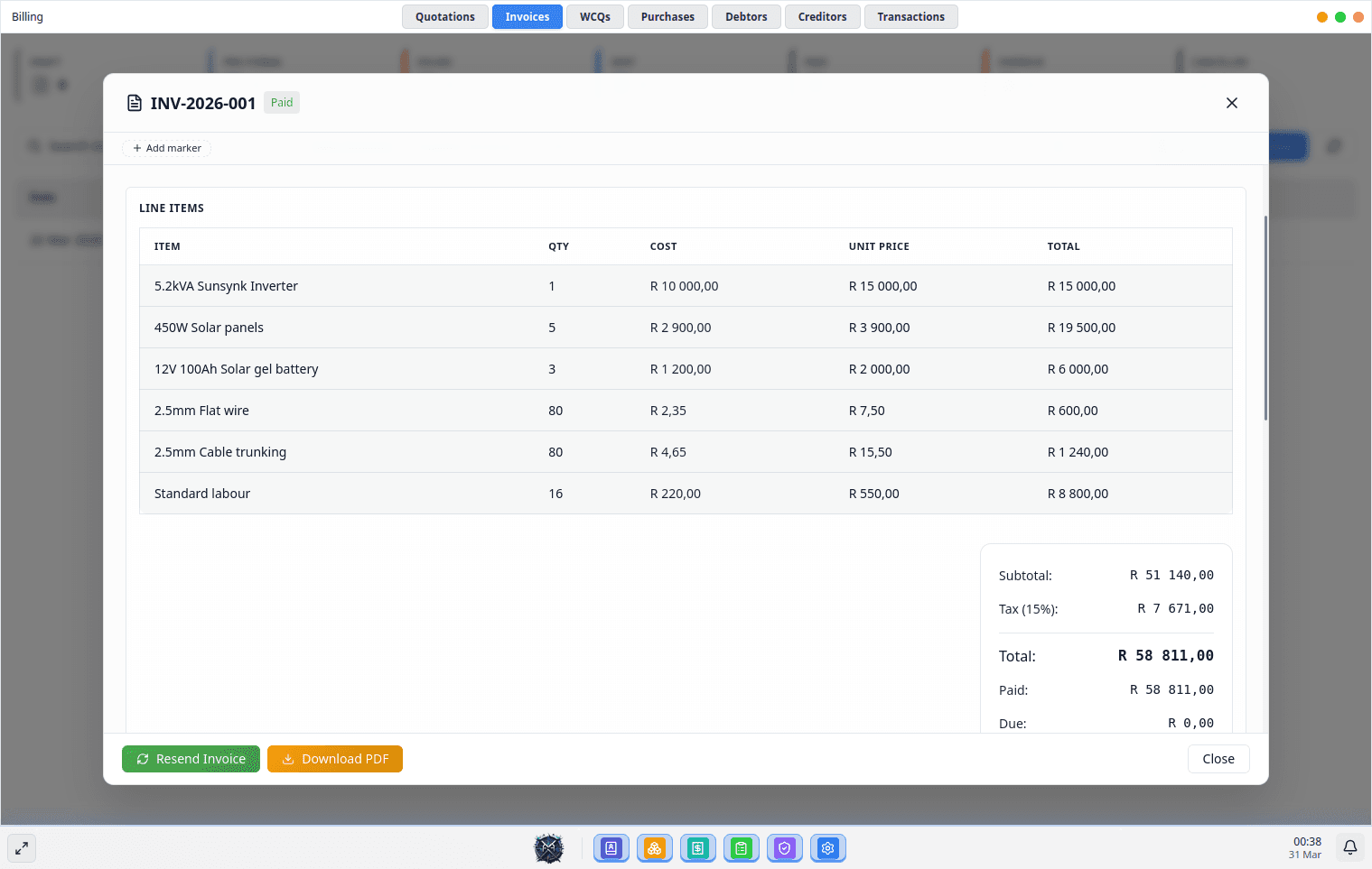 Invoicing Interface