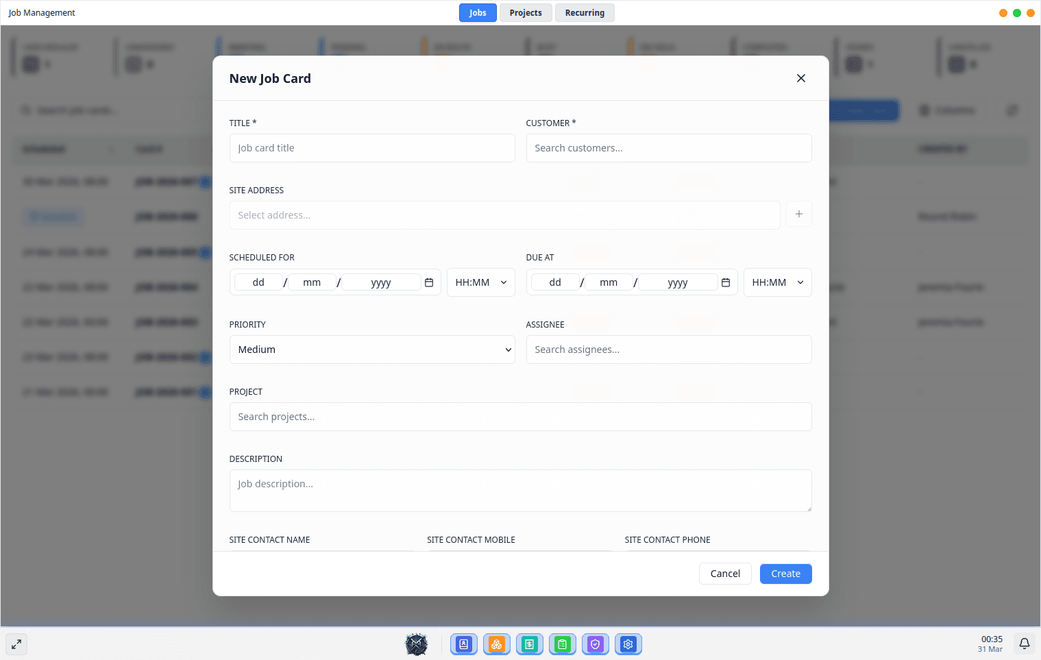 Job Management Interface